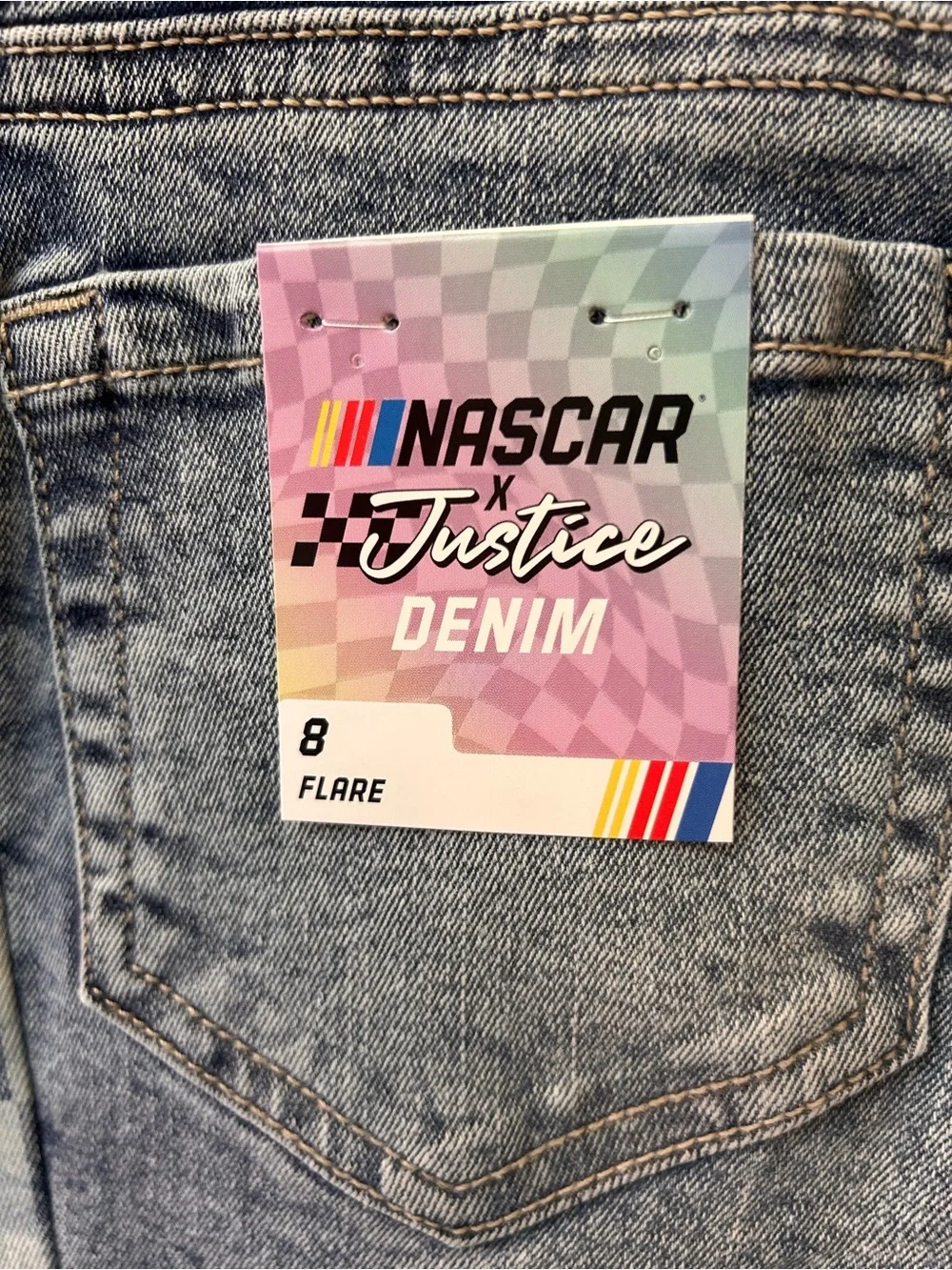 Justice x NASCAR girls flare leg jeans size 8